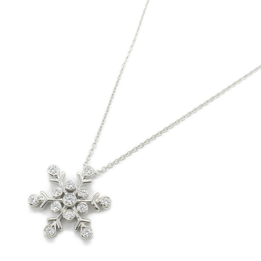 Tiffany Snowflake Diamond Necklace Pt950 Platinum Clear